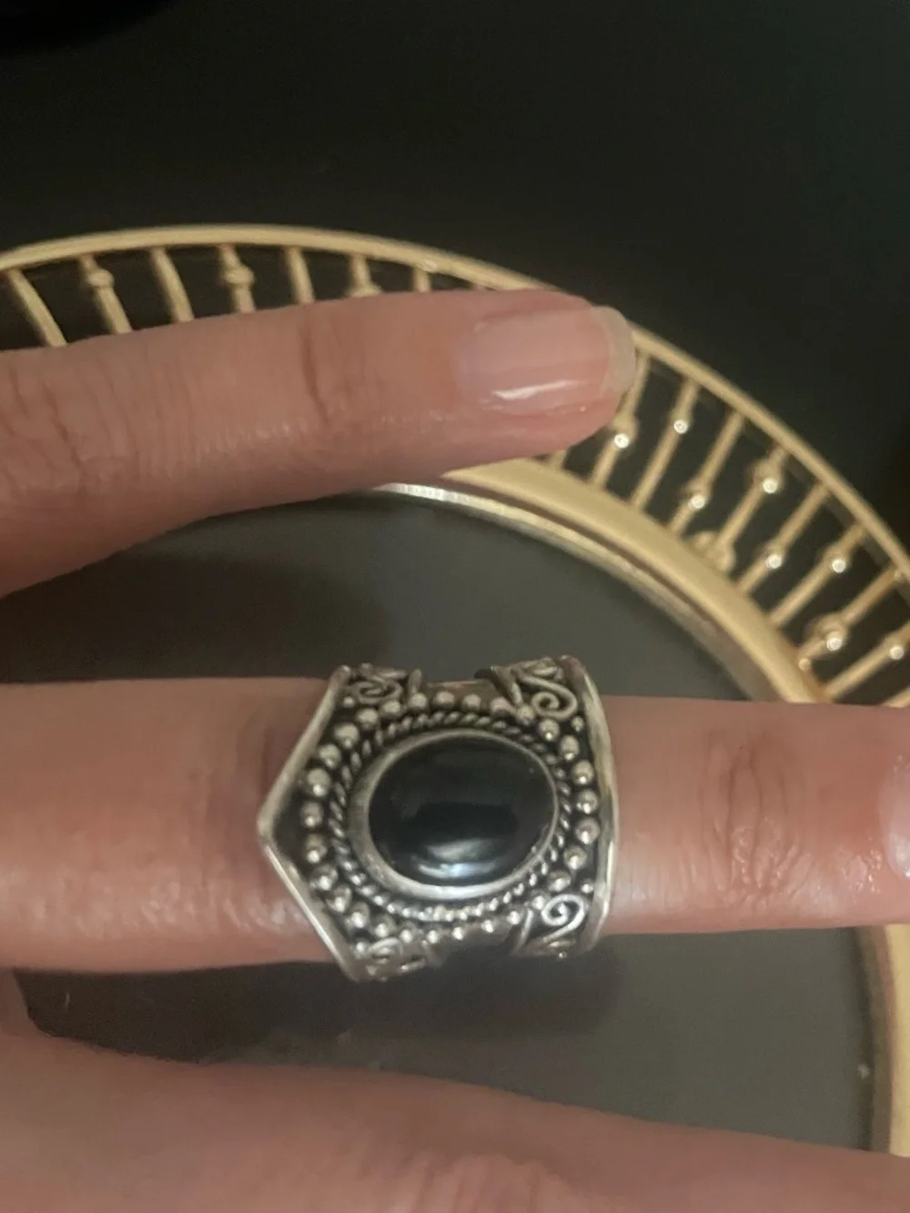 Natural Black Onyx Ring